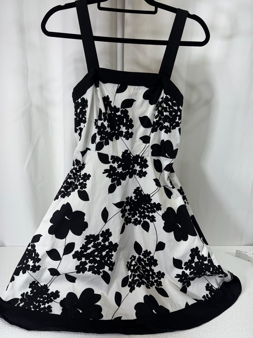 I.N. Studio Black and White Floral Square-Neck Mini Dress 3072